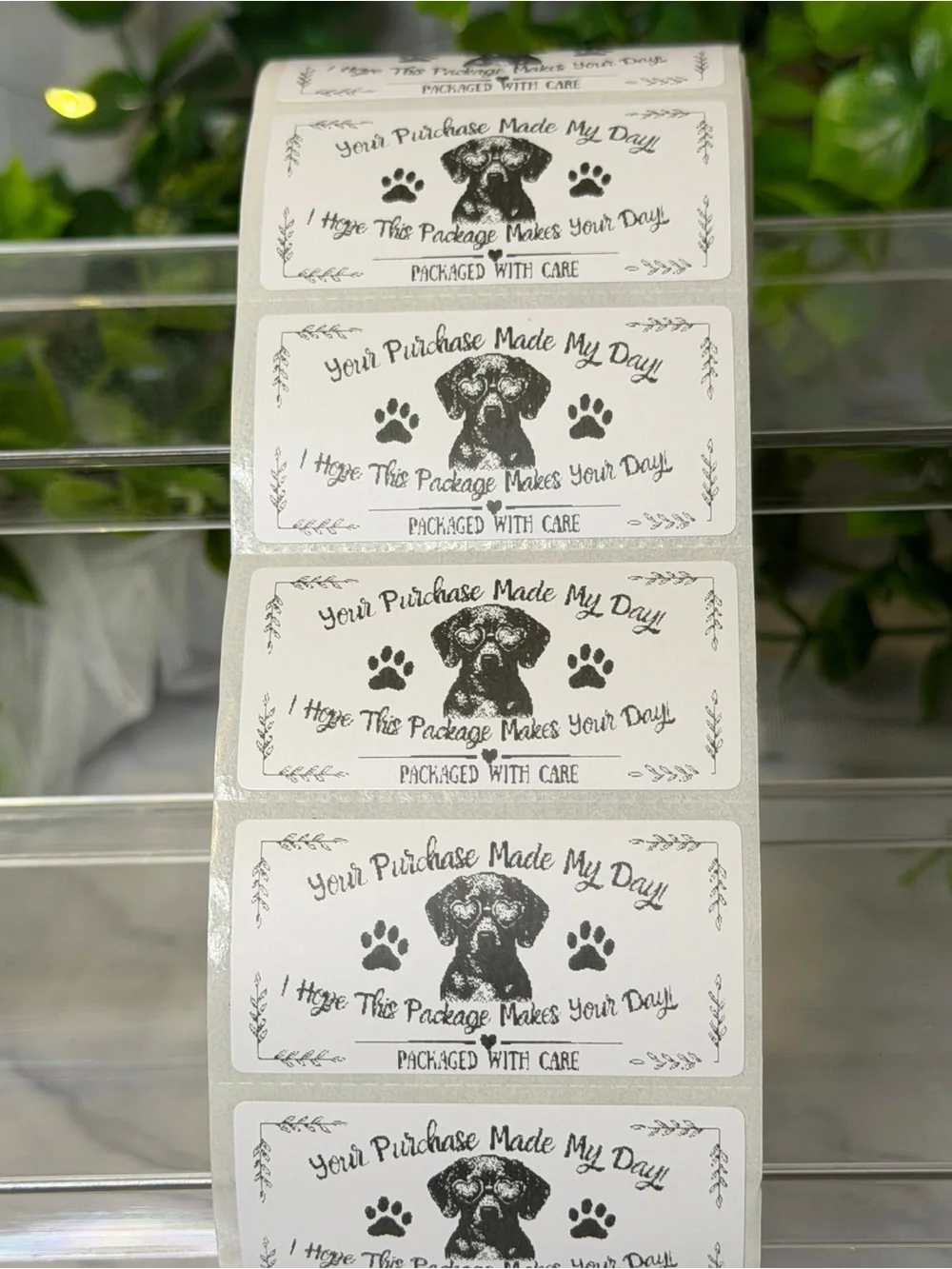 200 Dog Thank You Stickers 2x1 Packaged with Care Small Business Shipping Label